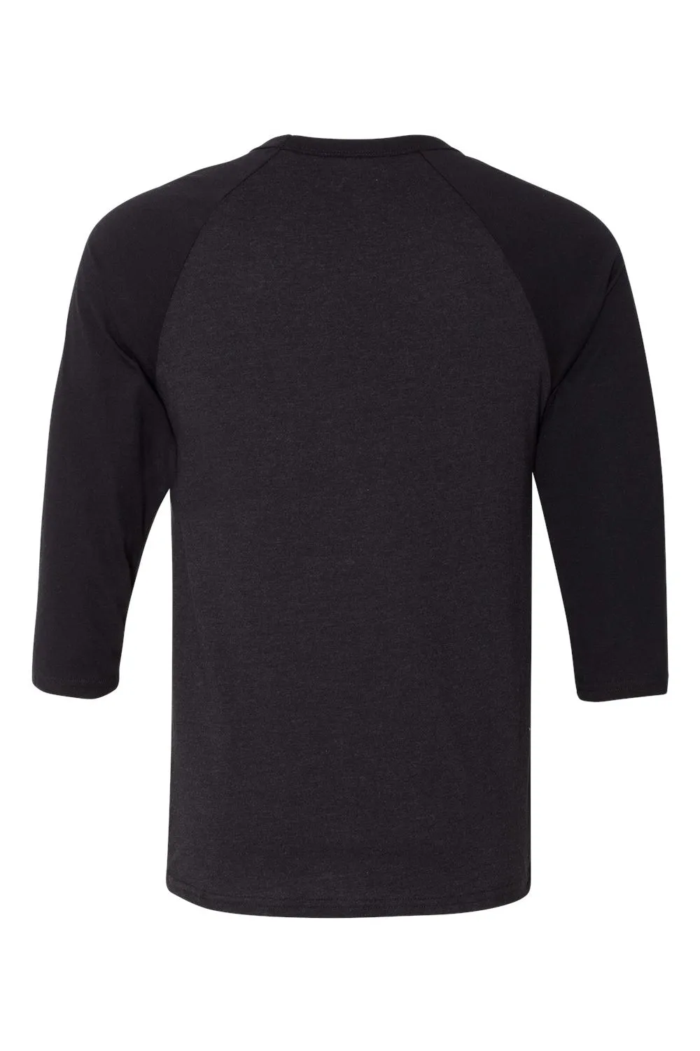 Bella   Canvas Mens 3/4 Sleeve Crewneck T-Shirt - Heather Black/Black
