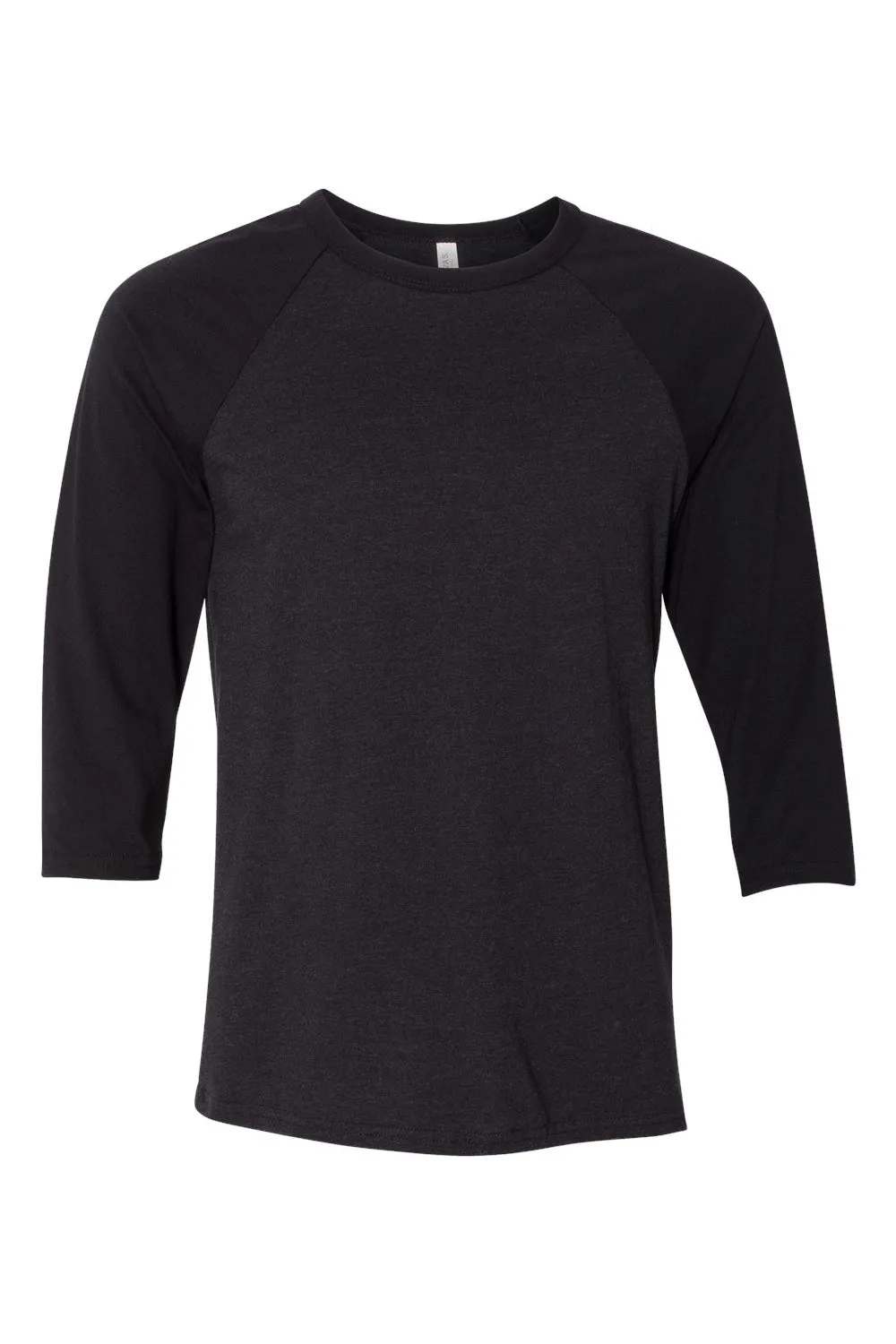 Bella   Canvas Mens 3/4 Sleeve Crewneck T-Shirt - Heather Black/Black