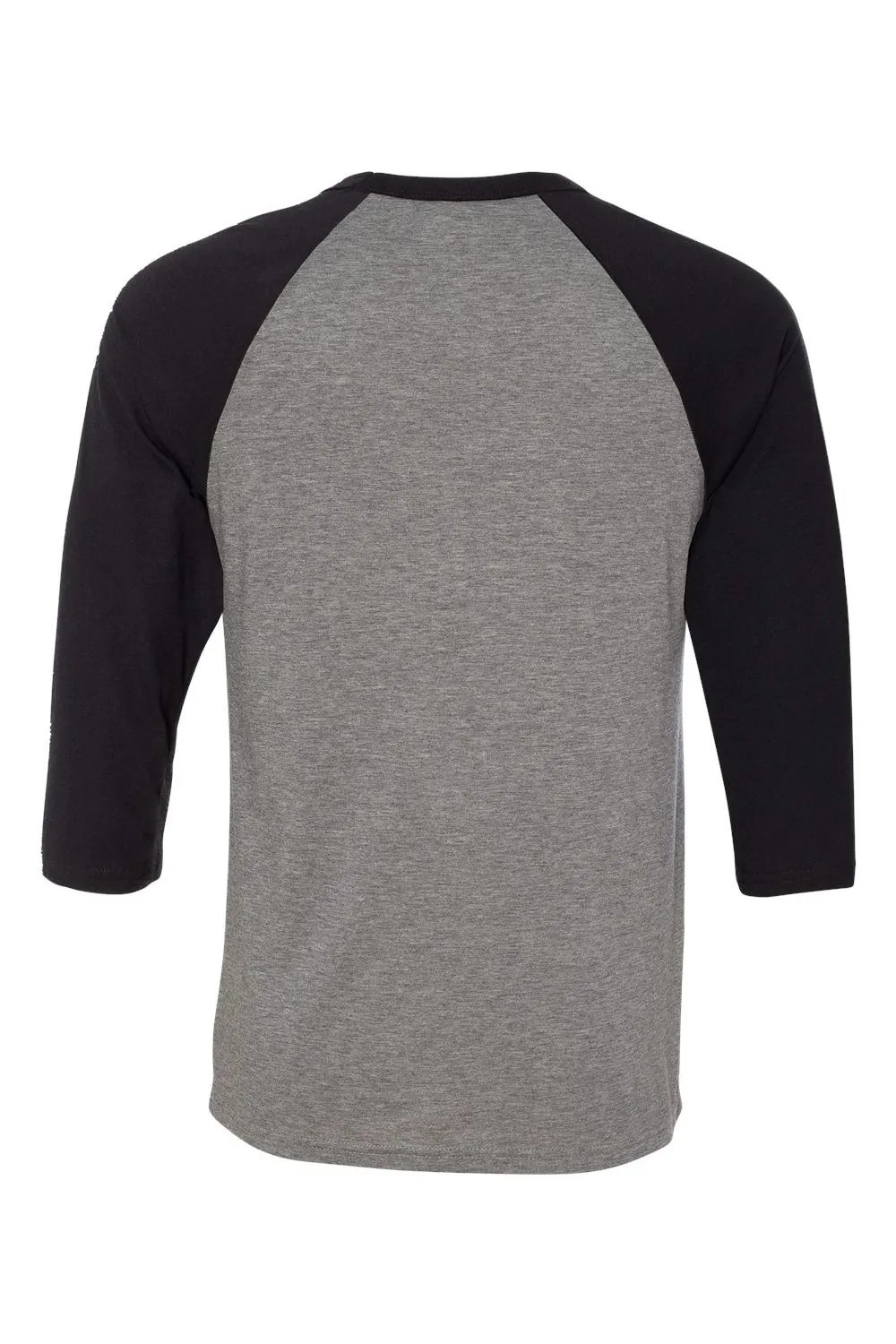 Bella   Canvas Mens 3/4 Sleeve Crewneck T-Shirt - Heather Deep Grey/Black