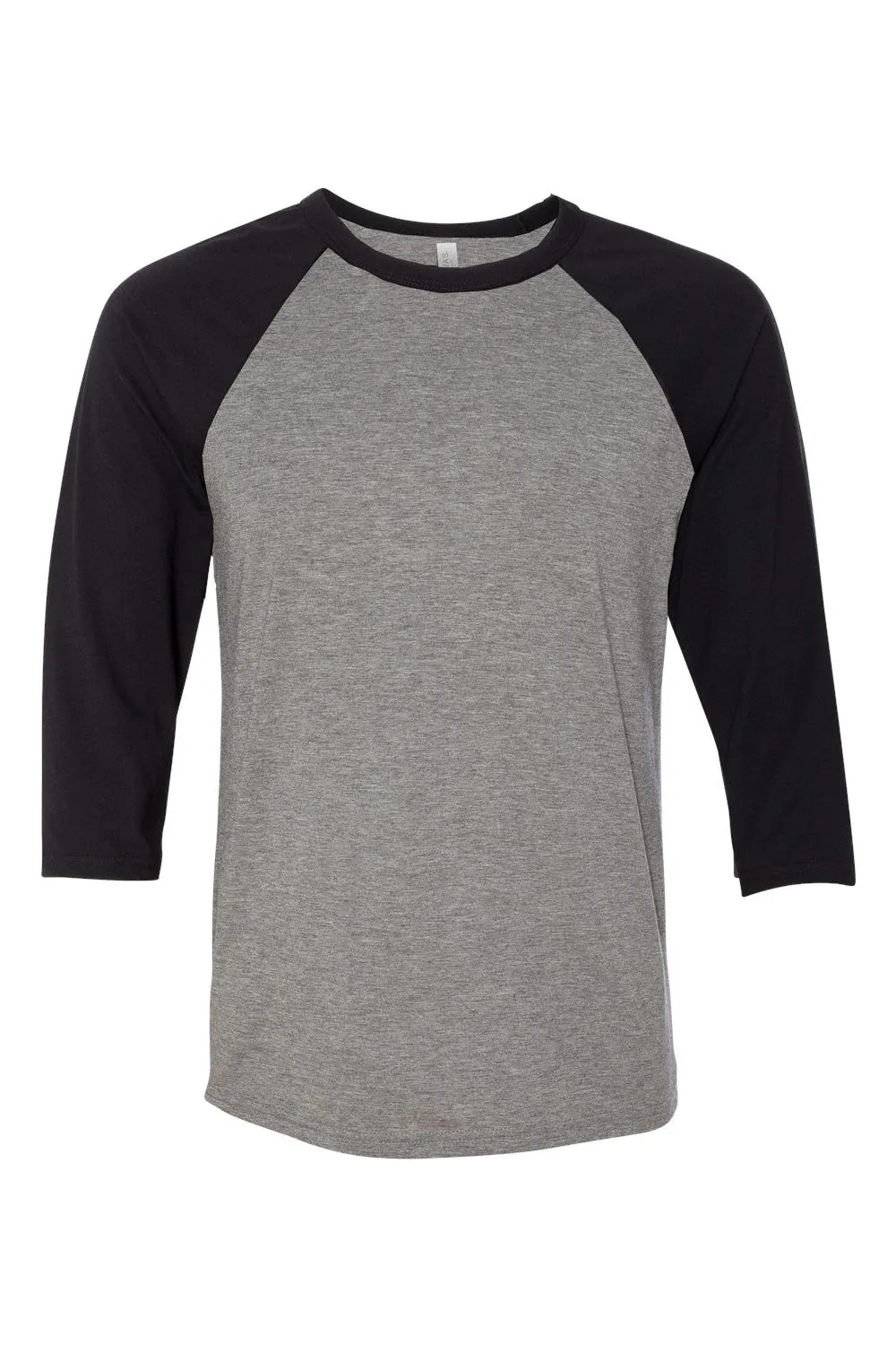 Bella   Canvas Mens 3/4 Sleeve Crewneck T-Shirt - Heather Deep Grey/Black