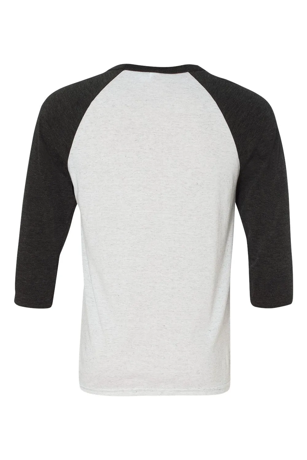 Bella   Canvas Mens 3/4 Sleeve Crewneck T-Shirt - White Fleck/Charcoal