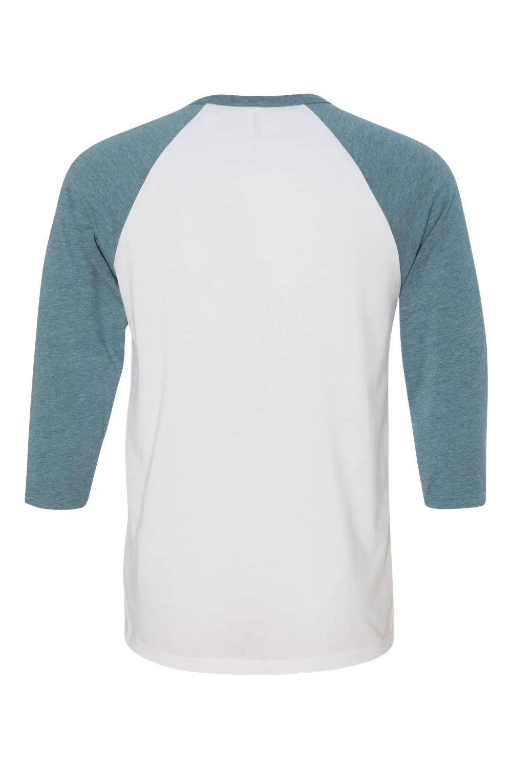 Bella   Canvas Mens 3/4 Sleeve Crewneck T-Shirt - White/Denim Blue - Closeout