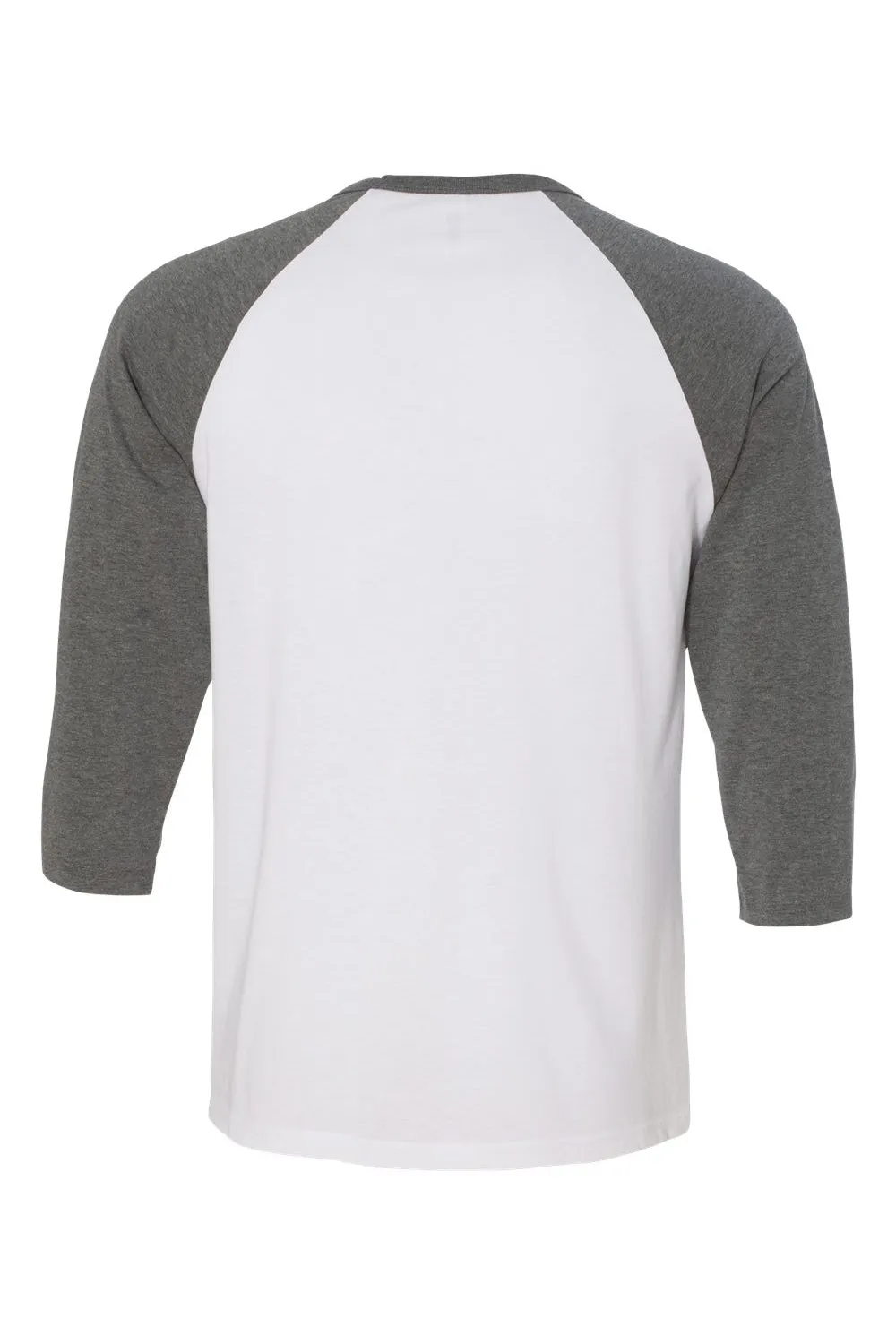 Bella   Canvas Mens 3/4 Sleeve Crewneck T-Shirt - White/Heather Deep Grey