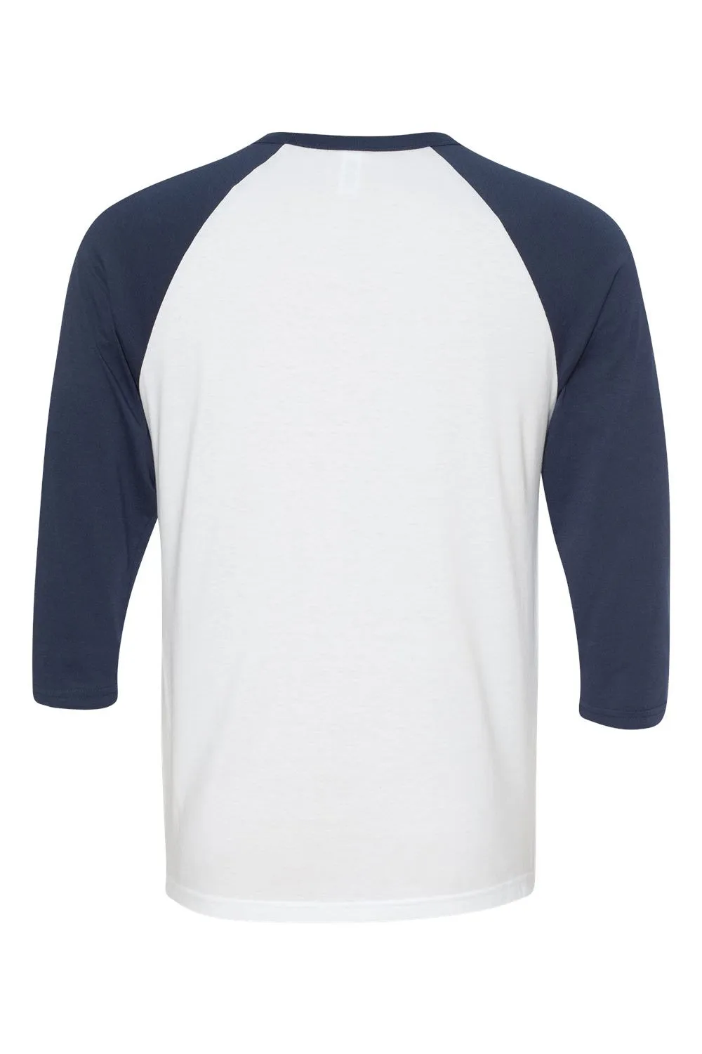 Bella   Canvas Mens 3/4 Sleeve Crewneck T-Shirt - White/Navy Blue