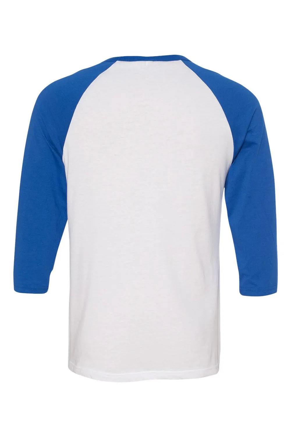 Bella   Canvas Mens 3/4 Sleeve Crewneck T-Shirt - White/Royal Blue