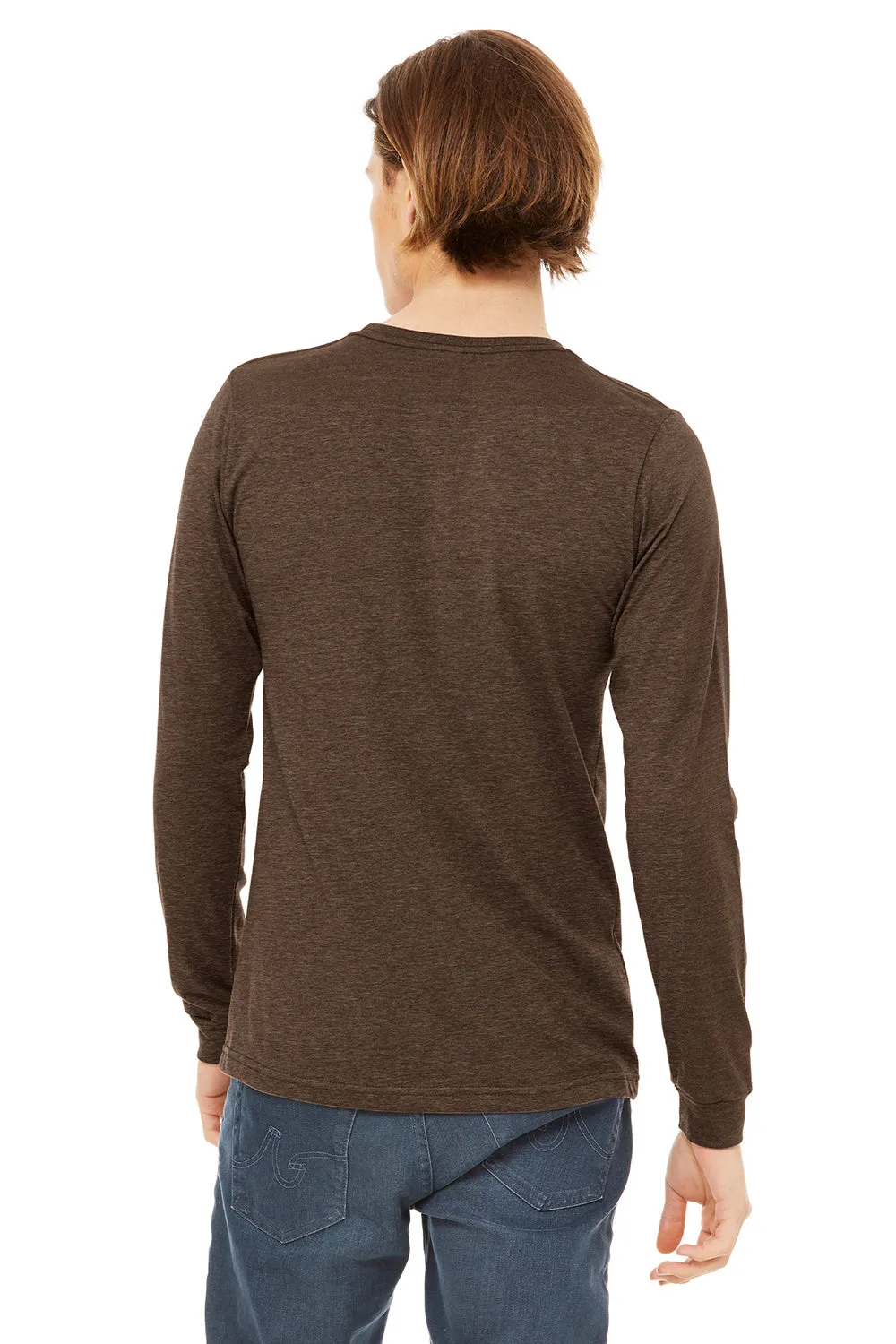 Bella   Canvas Mens CVC Long Sleeve Crewneck T-Shirt - Heather Brown