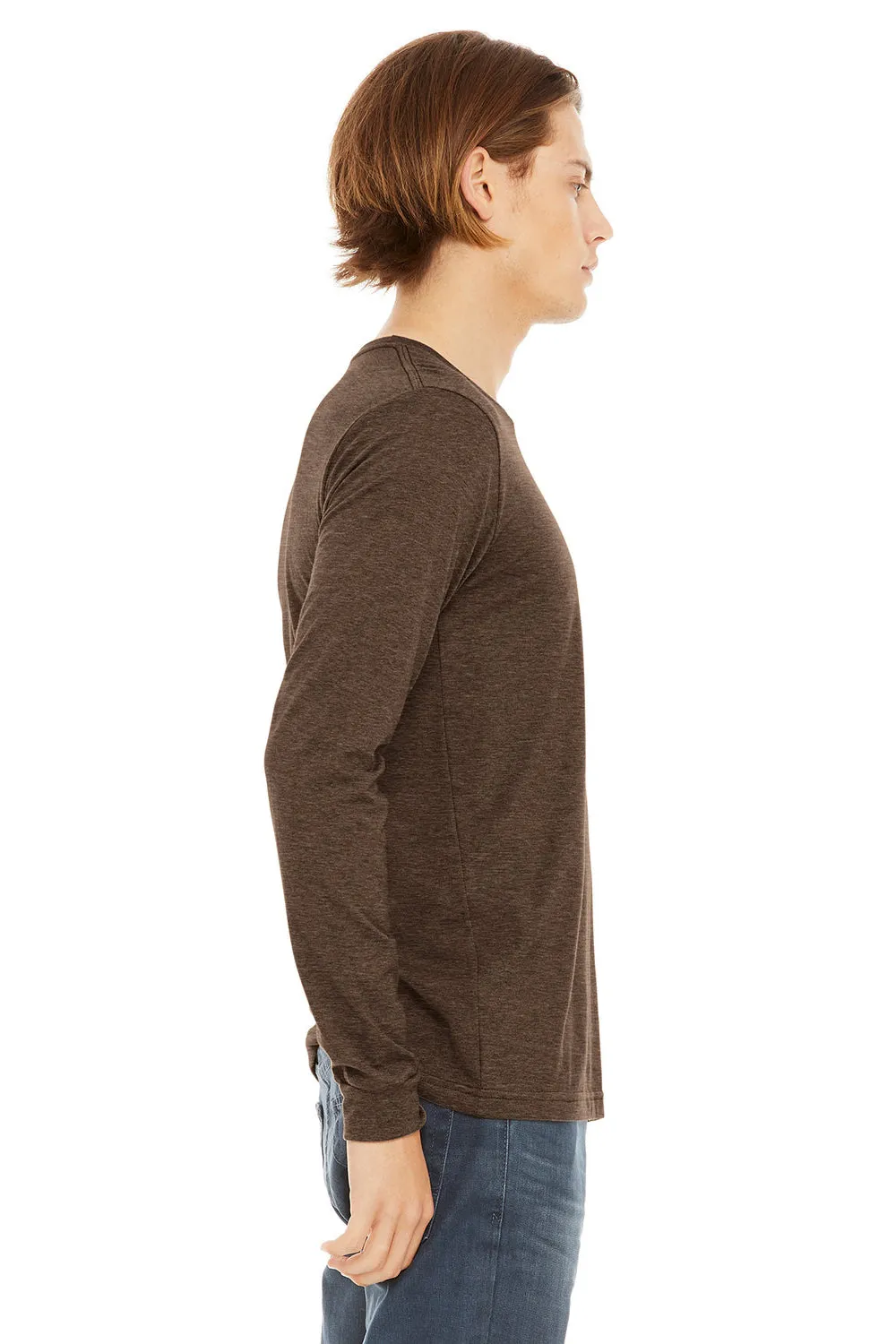 Bella   Canvas Mens CVC Long Sleeve Crewneck T-Shirt - Heather Brown