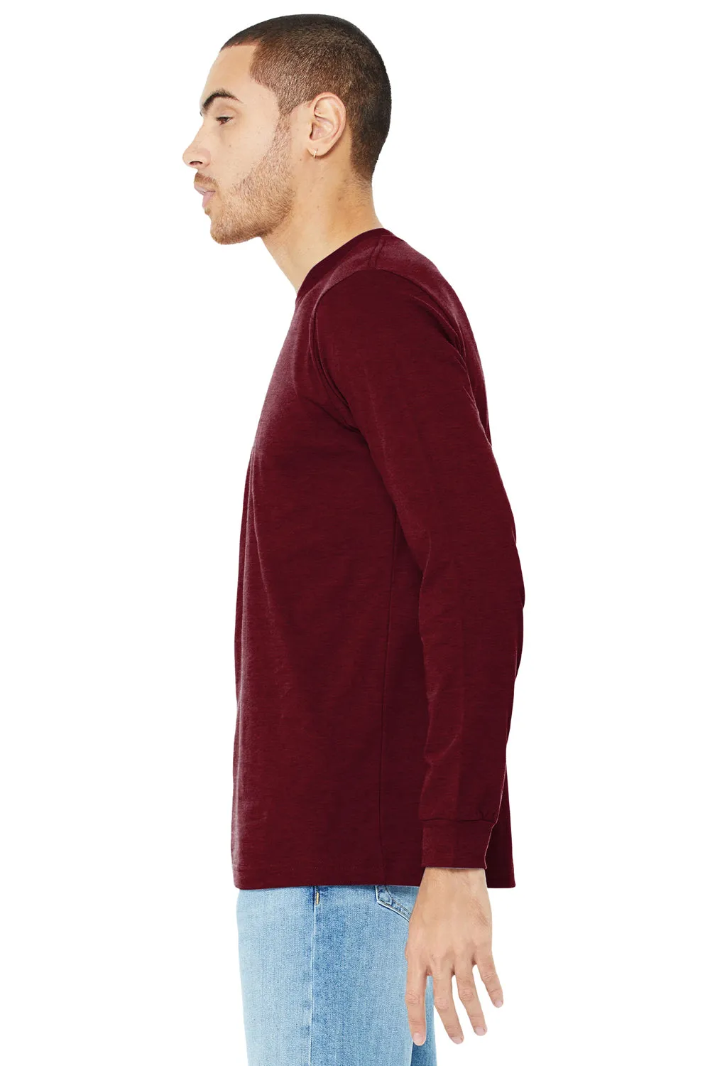 Bella   Canvas Mens CVC Long Sleeve Crewneck T-Shirt - Heather Cardinal Red