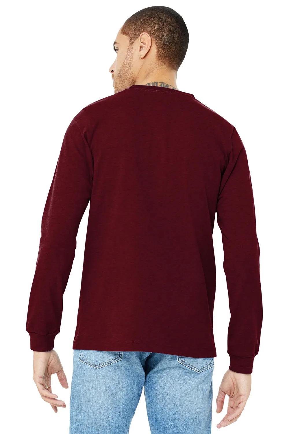 Bella   Canvas Mens CVC Long Sleeve Crewneck T-Shirt - Heather Cardinal Red