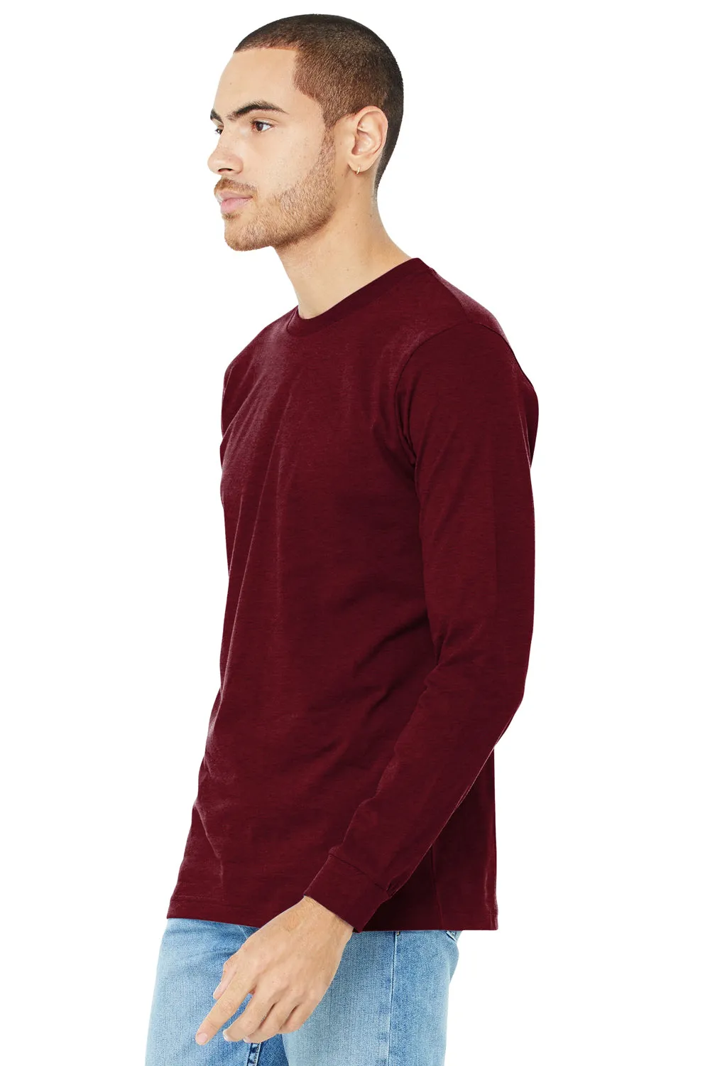 Bella   Canvas Mens CVC Long Sleeve Crewneck T-Shirt - Heather Cardinal Red