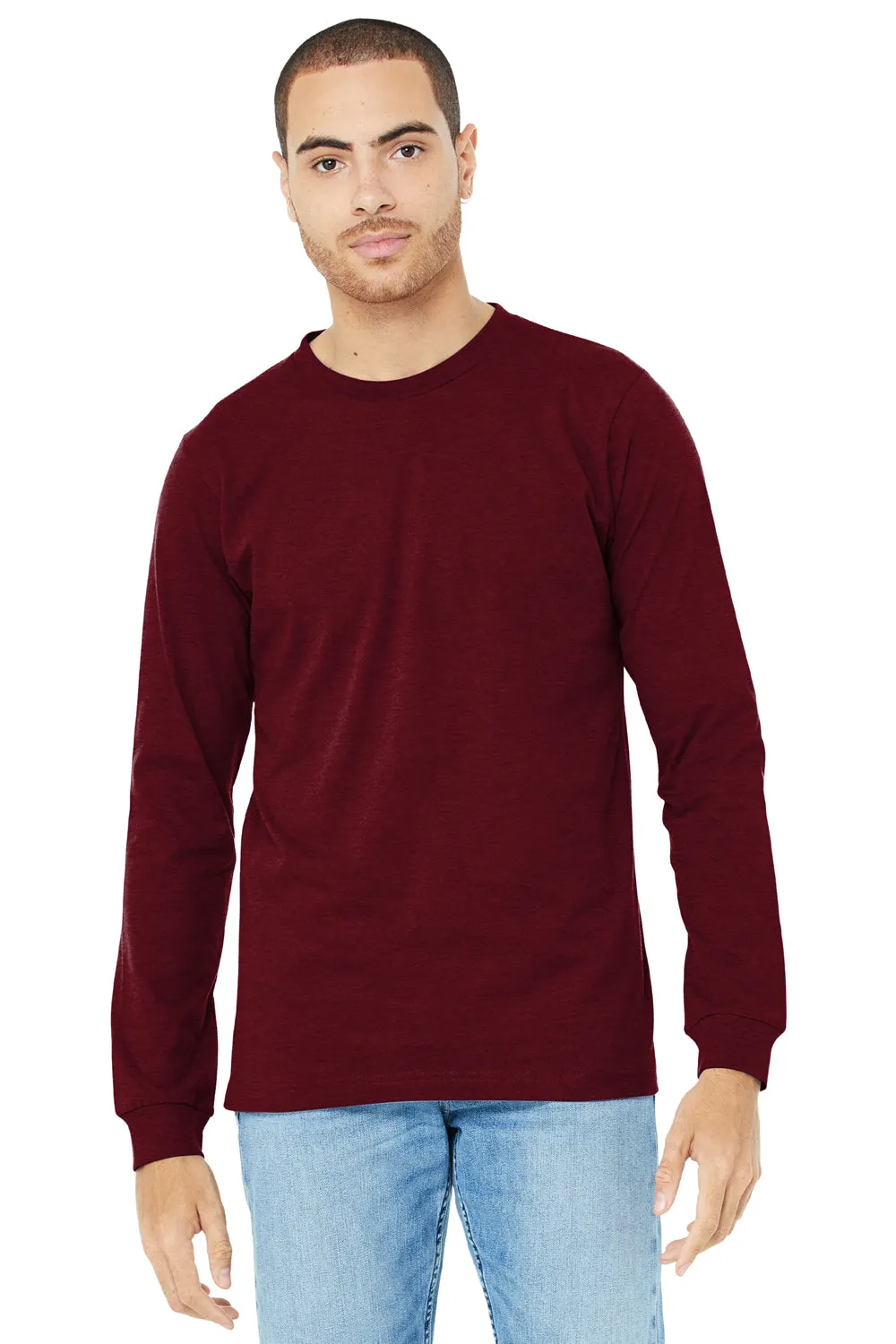 Bella   Canvas Mens CVC Long Sleeve Crewneck T-Shirt - Heather Cardinal Red