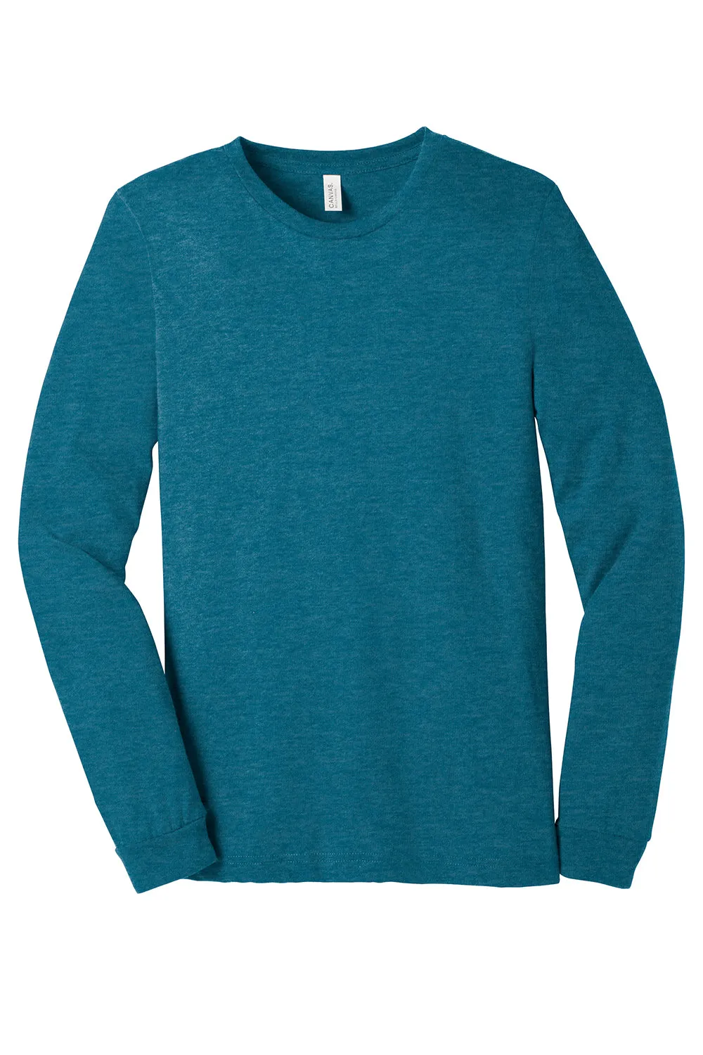 Bella   Canvas Mens CVC Long Sleeve Crewneck T-Shirt - Heather Deep Teal Blue