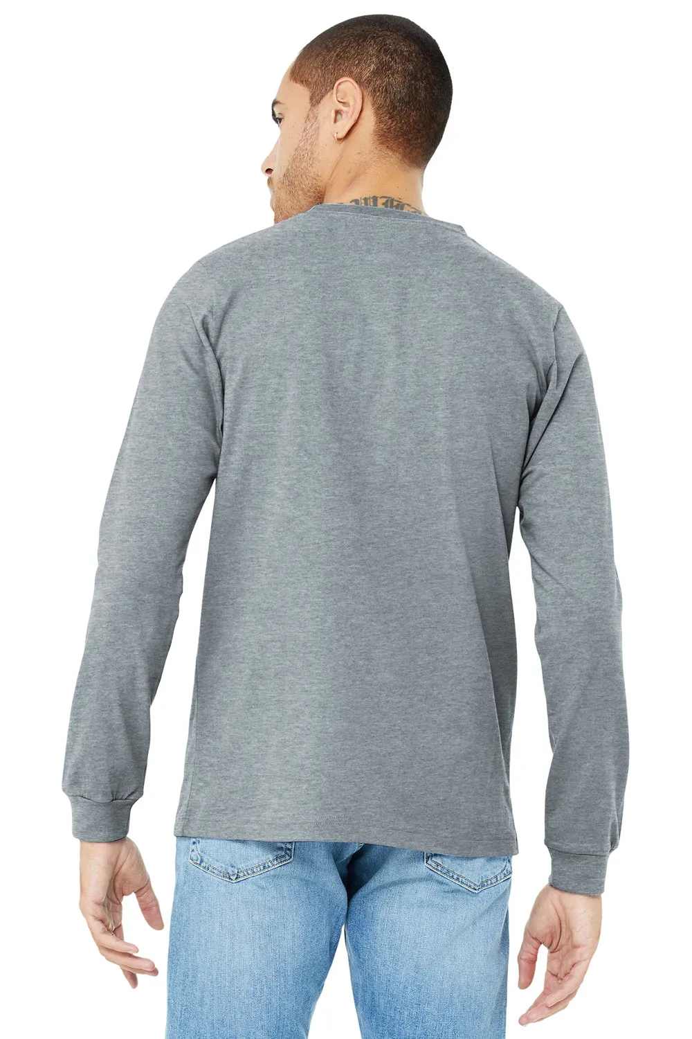 Bella   Canvas Mens CVC Long Sleeve Crewneck T-Shirt - Heather Grey