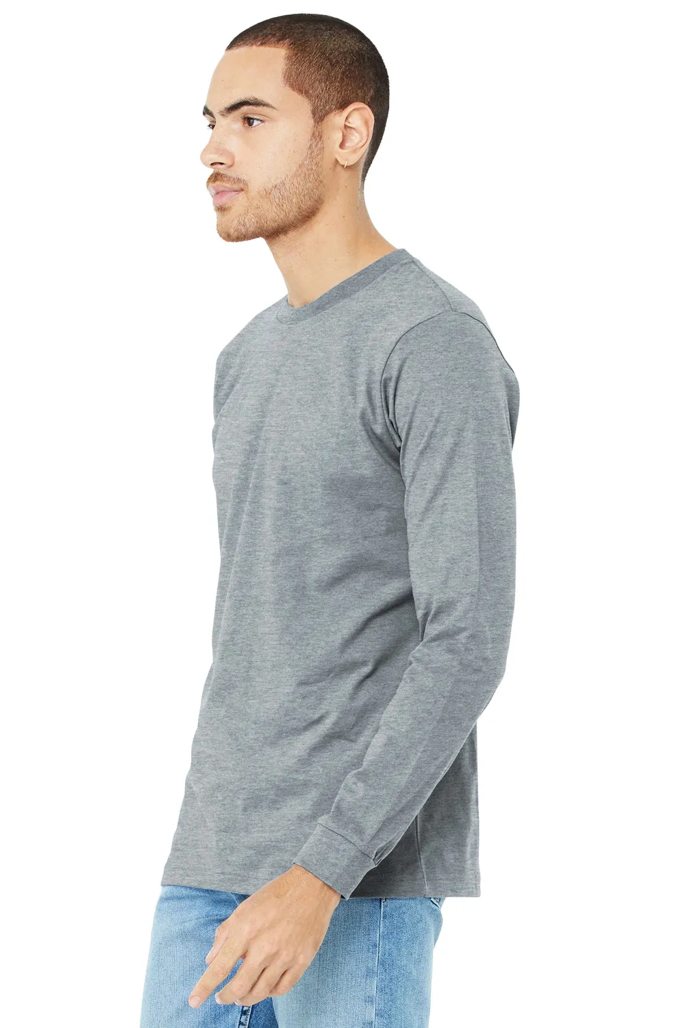 Bella   Canvas Mens CVC Long Sleeve Crewneck T-Shirt - Heather Grey