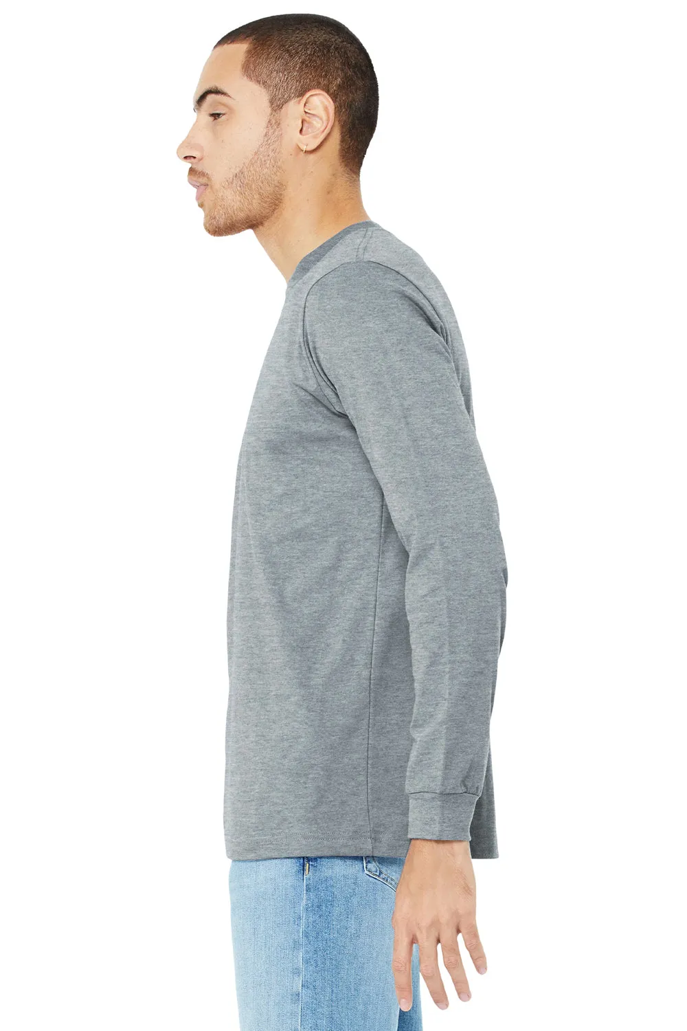Bella   Canvas Mens CVC Long Sleeve Crewneck T-Shirt - Heather Grey