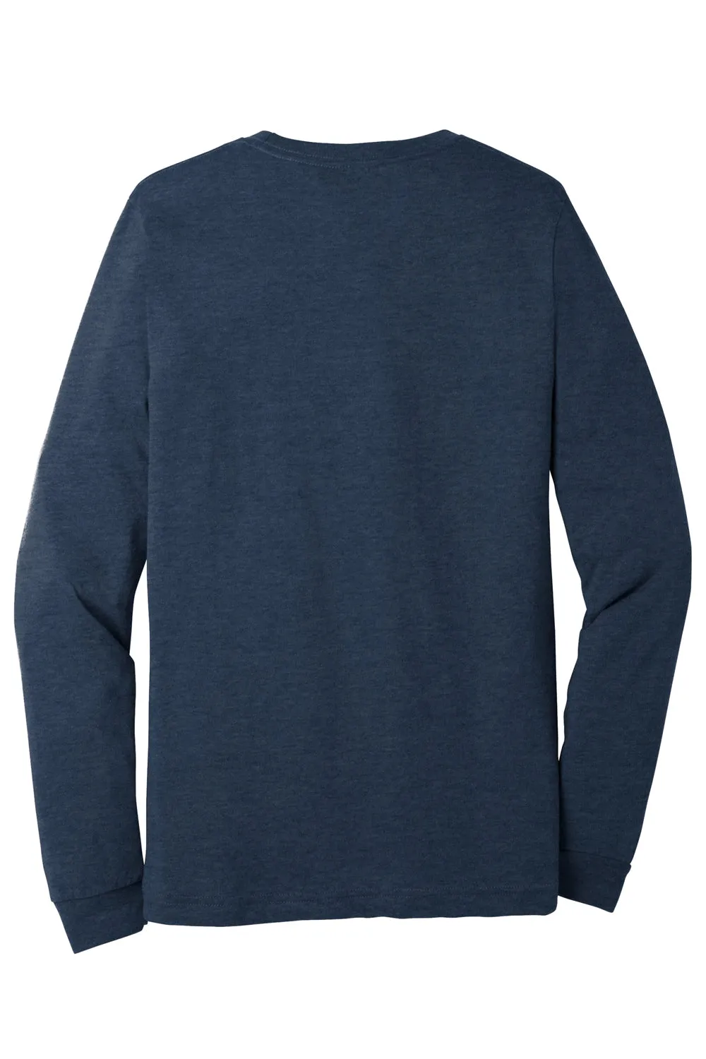 Bella   Canvas Mens CVC Long Sleeve Crewneck T-Shirt - Heather Navy Blue