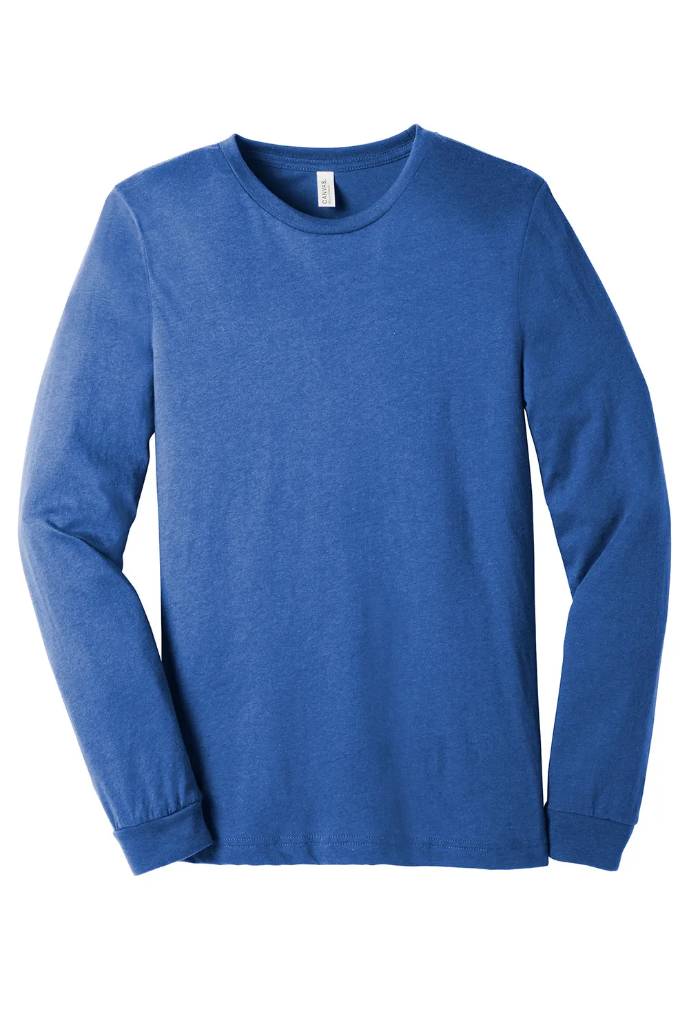 Bella   Canvas Mens CVC Long Sleeve Crewneck T-Shirt - Heather True Royal Blue