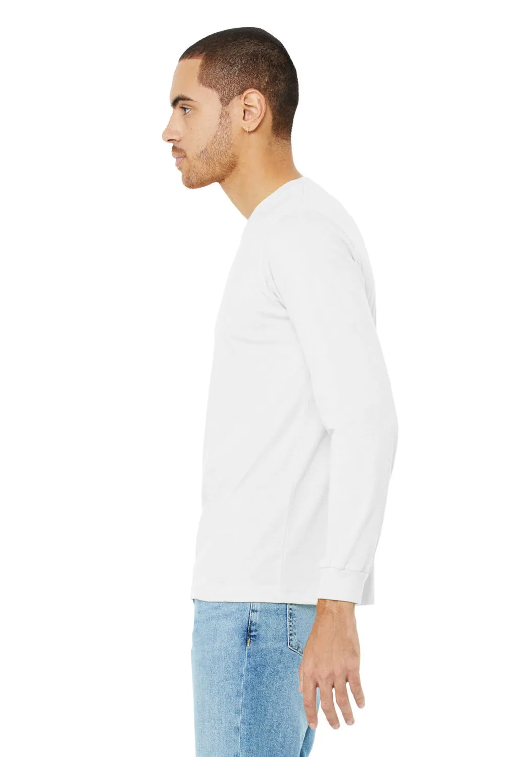 Bella   Canvas Mens CVC Long Sleeve Crewneck T-Shirt - Solid White