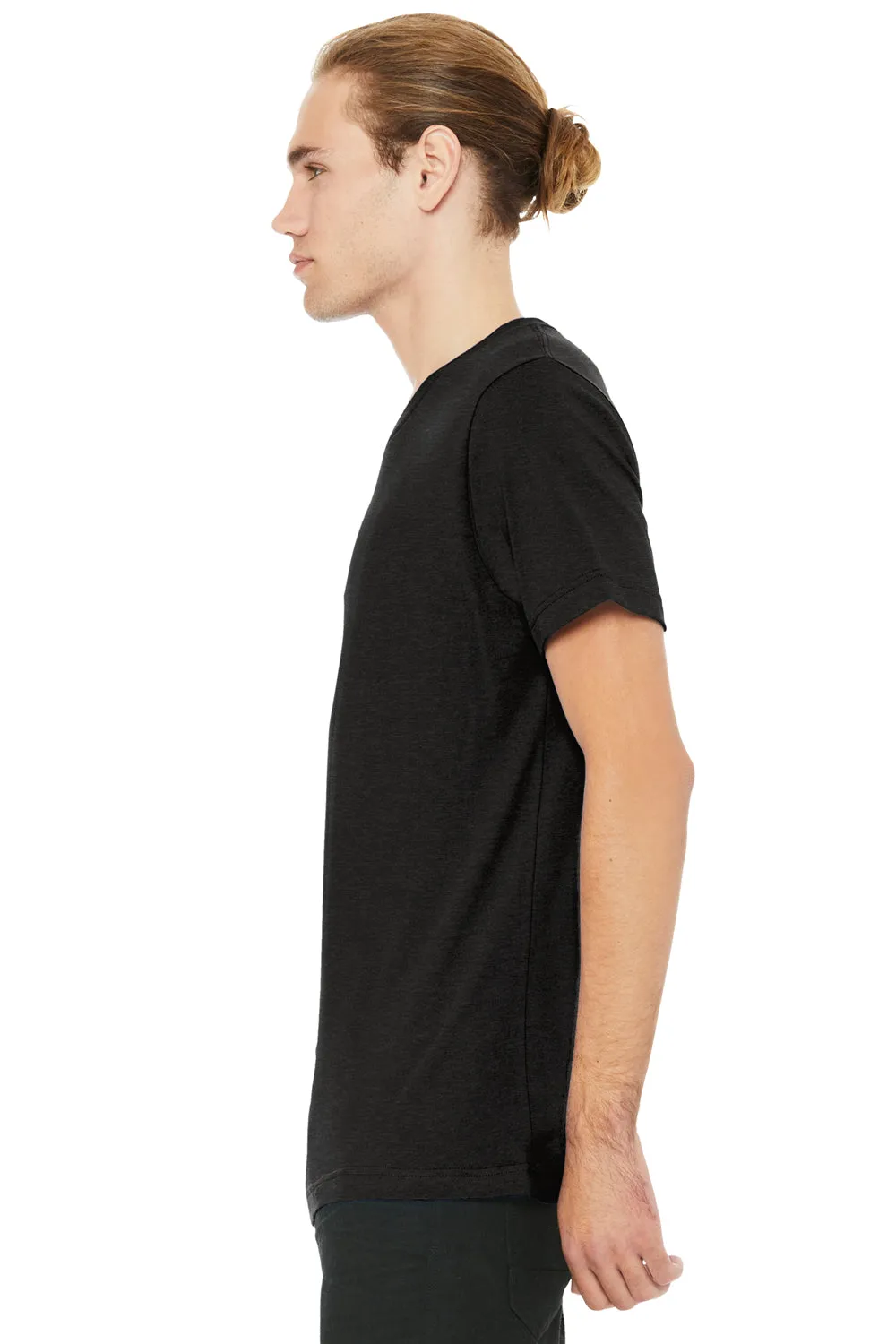Bella   Canvas Mens CVC Short Sleeve V-Neck T-Shirt - Heather Black