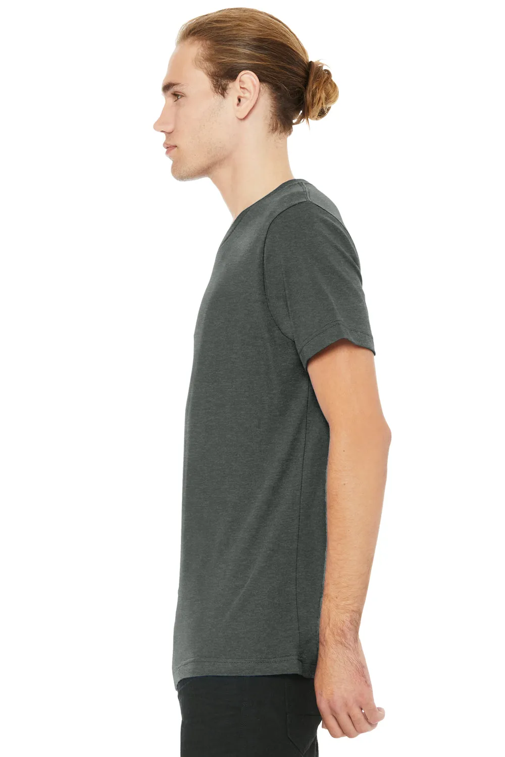 Bella   Canvas Mens CVC Short Sleeve V-Neck T-Shirt - Heather Deep Grey