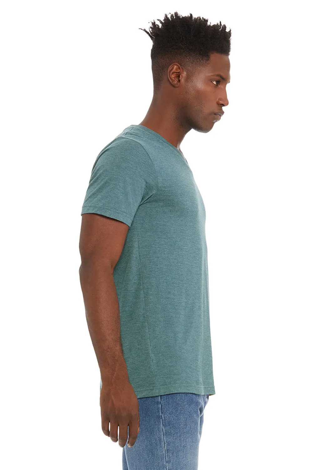 Bella   Canvas Mens CVC Short Sleeve V-Neck T-Shirt - Heather Deep Teal
