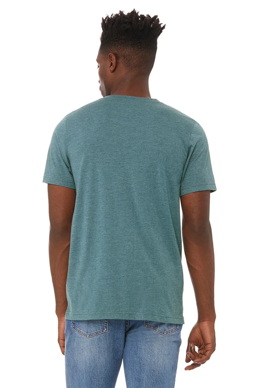 Bella   Canvas Mens CVC Short Sleeve V-Neck T-Shirt - Heather Deep Teal