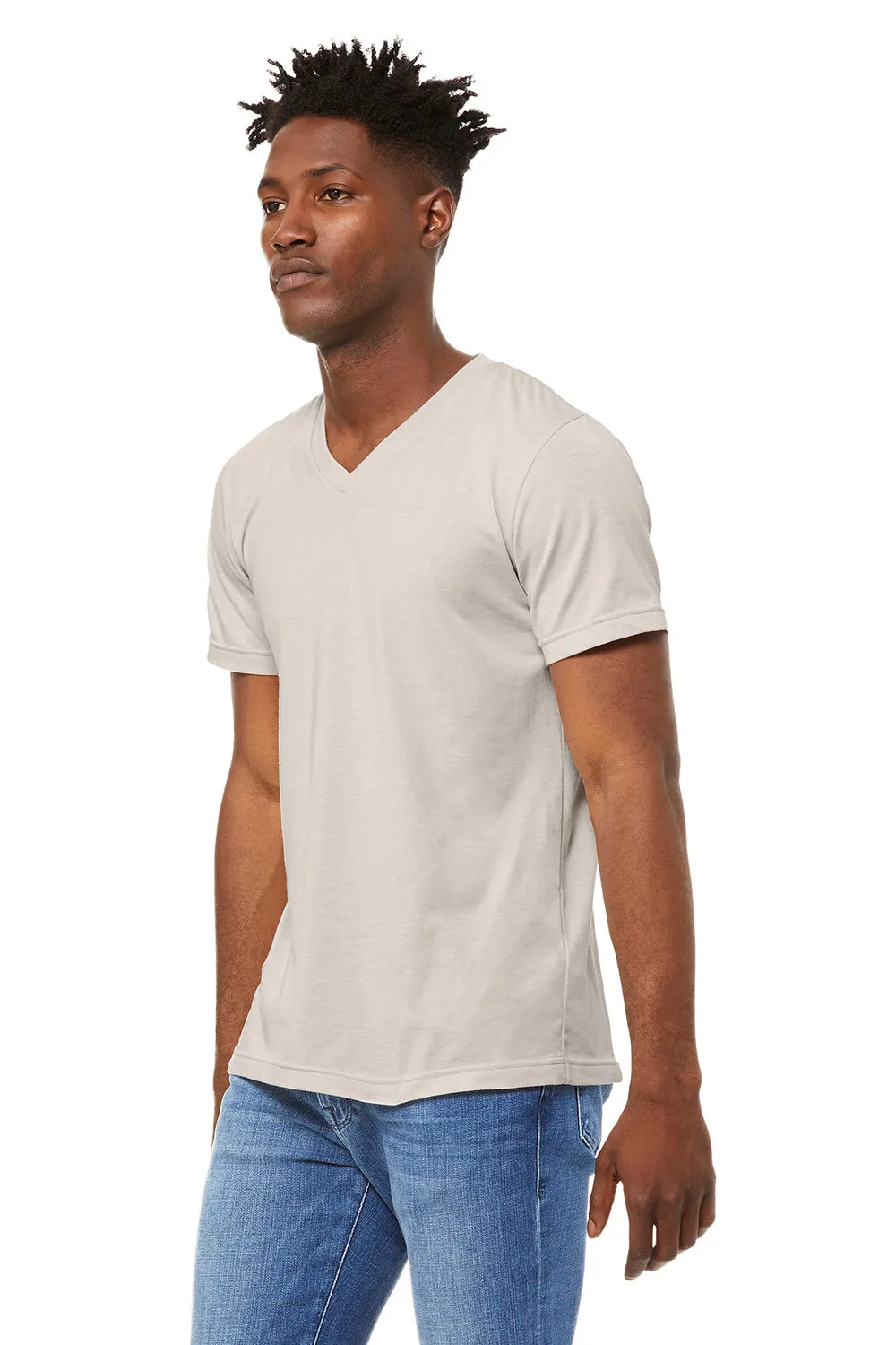Bella   Canvas Mens CVC Short Sleeve V-Neck T-Shirt - Heather Dust