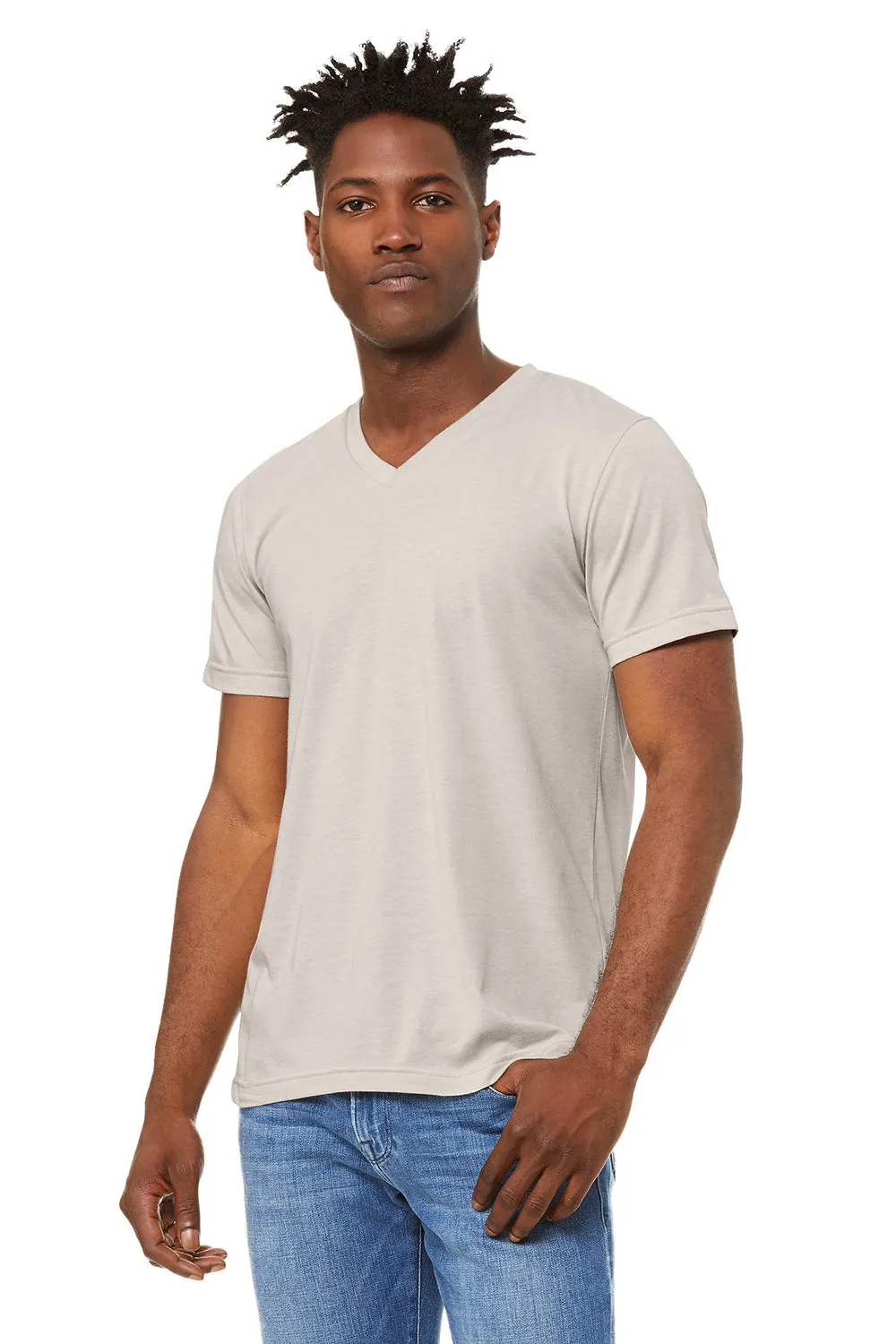 Bella   Canvas Mens CVC Short Sleeve V-Neck T-Shirt - Heather Dust