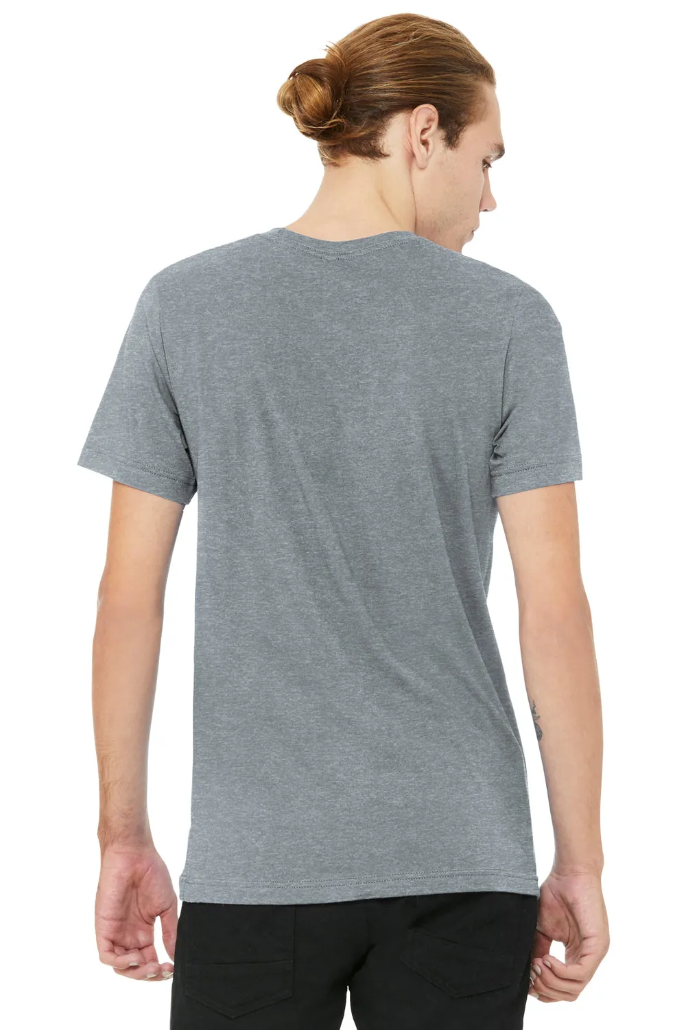 Bella   Canvas Mens CVC Short Sleeve V-Neck T-Shirt - Heather Grey