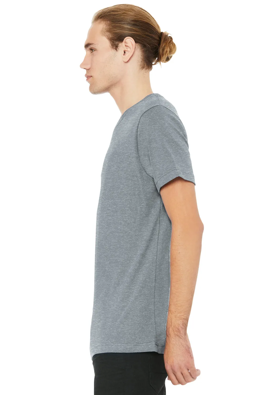 Bella   Canvas Mens CVC Short Sleeve V-Neck T-Shirt - Heather Grey