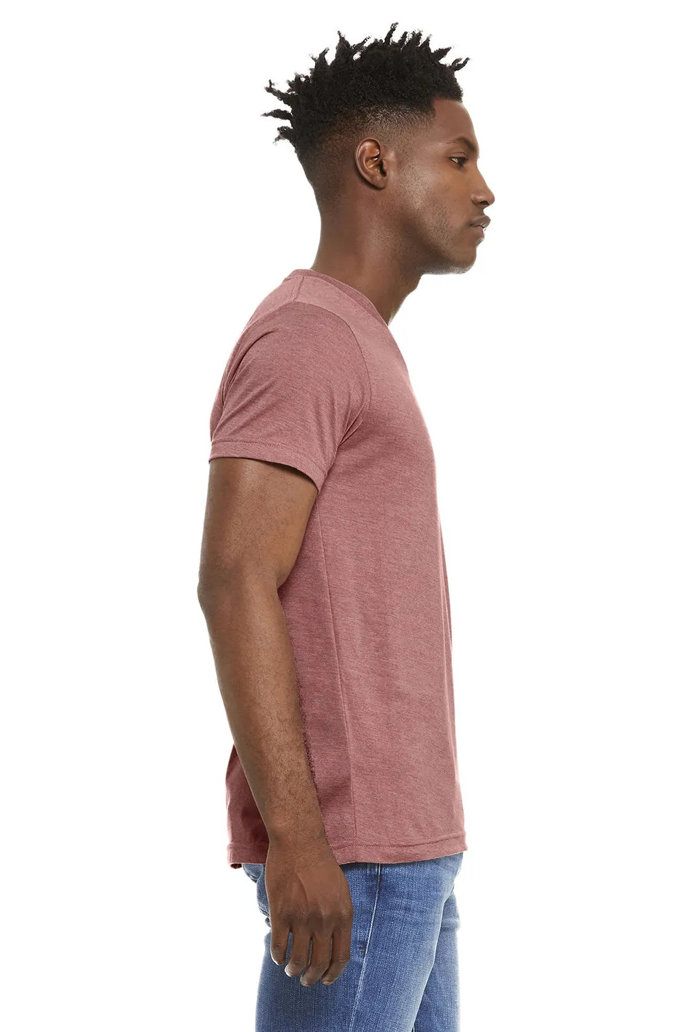 Bella   Canvas Mens CVC Short Sleeve V-Neck T-Shirt - Heather Mauve