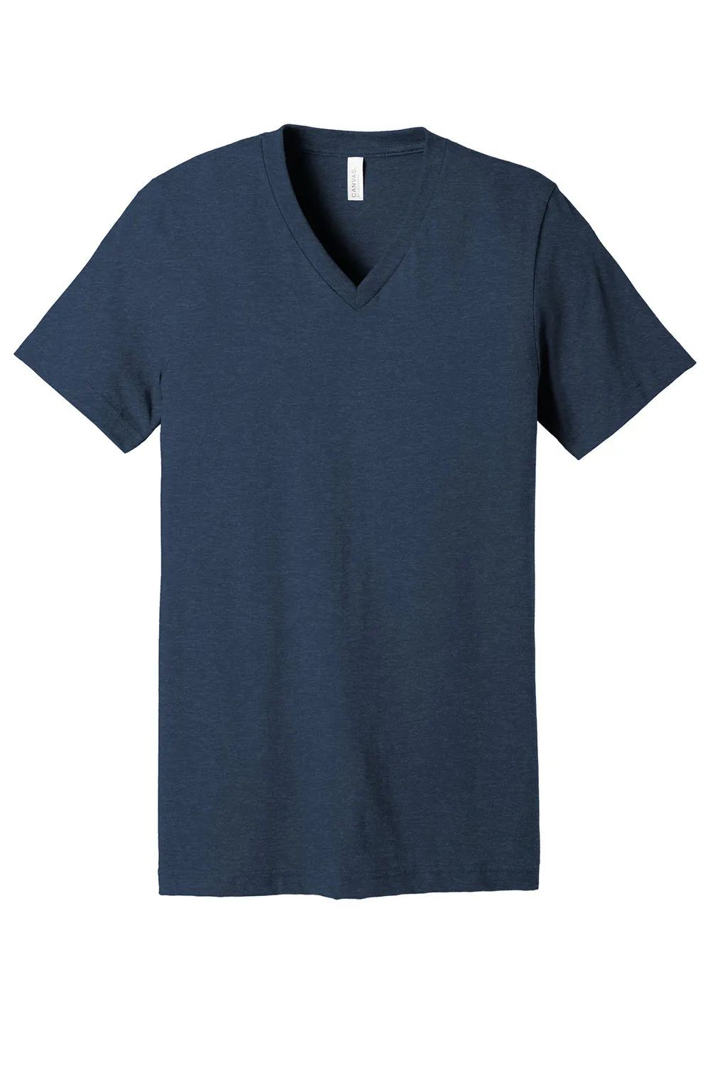Bella   Canvas Mens CVC Short Sleeve V-Neck T-Shirt - Heather Navy Blue