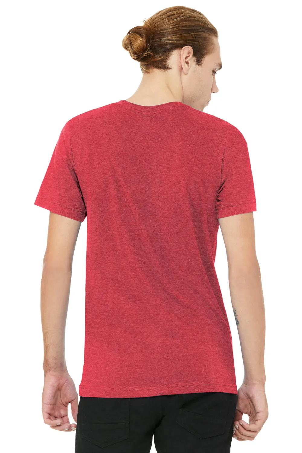 Bella   Canvas Mens CVC Short Sleeve V-Neck T-Shirt - Heather Red