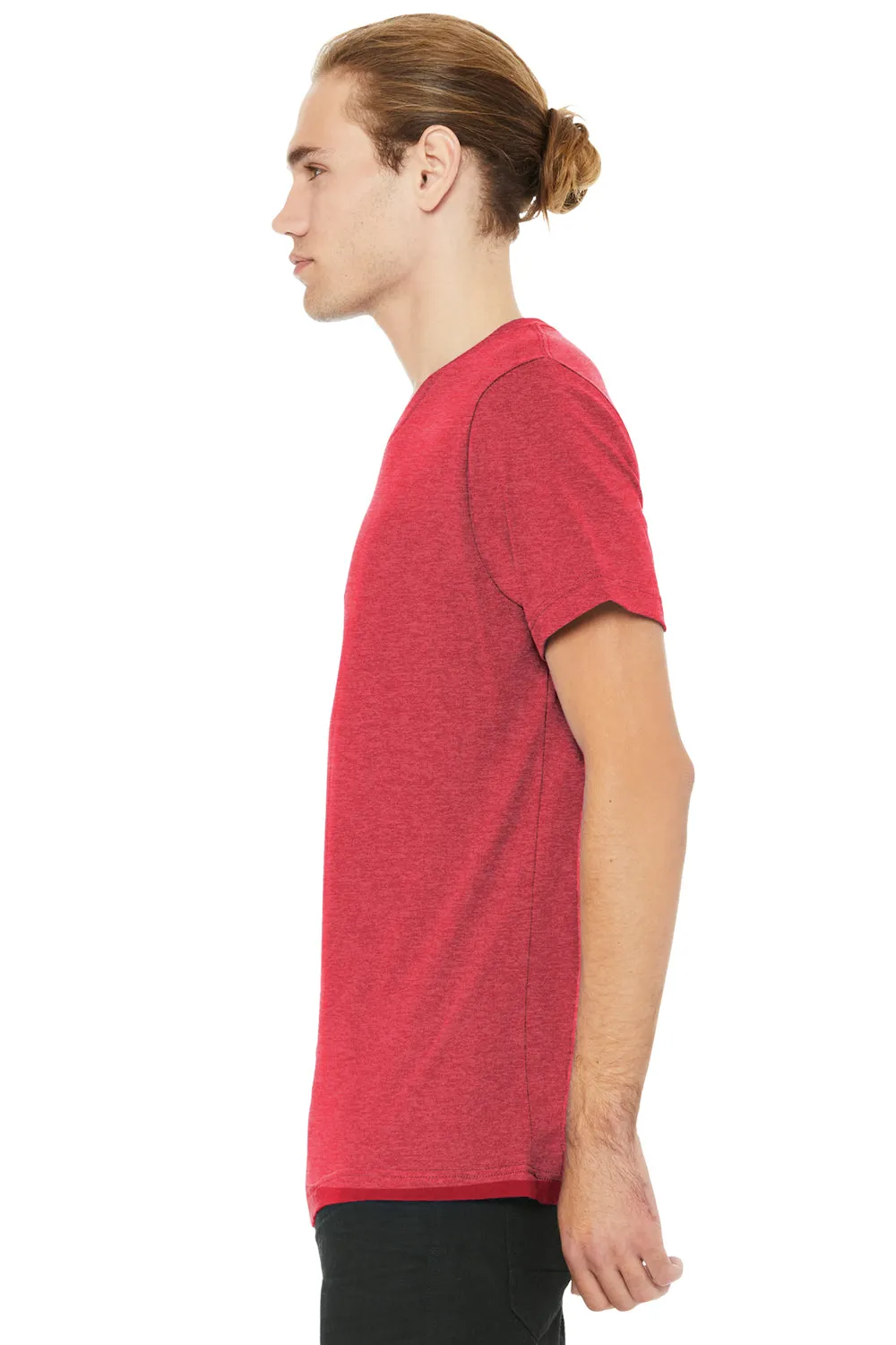 Bella   Canvas Mens CVC Short Sleeve V-Neck T-Shirt - Heather Red
