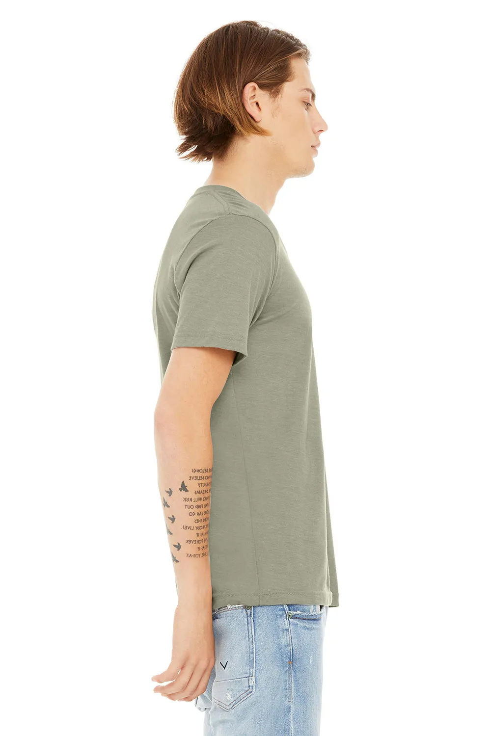 Bella   Canvas Mens CVC Short Sleeve V-Neck T-Shirt - Heather Stone