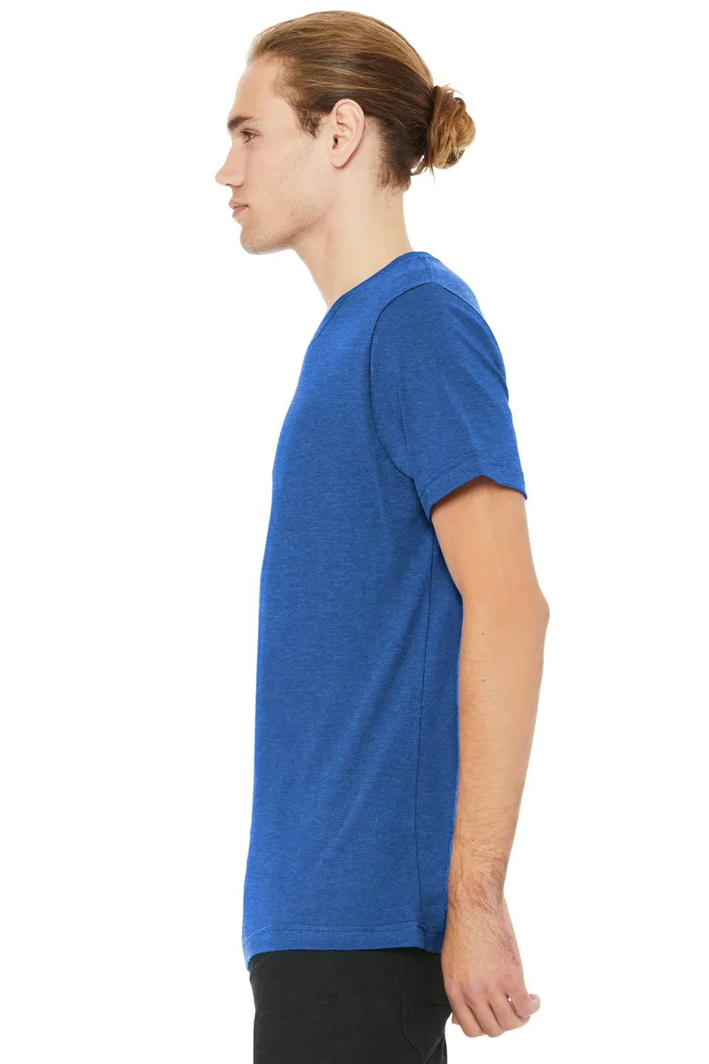 Bella   Canvas Mens CVC Short Sleeve V-Neck T-Shirt - Heather True Royal Blue