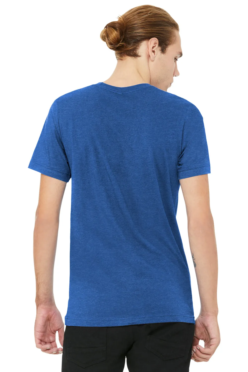 Bella   Canvas Mens CVC Short Sleeve V-Neck T-Shirt - Heather True Royal Blue