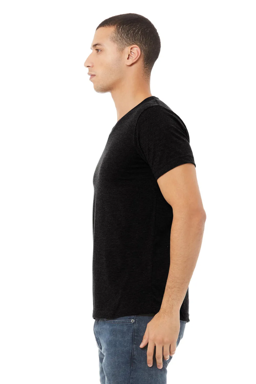 Bella   Canvas Mens CVC Short Sleeve V-Neck T-Shirt - Solid Black