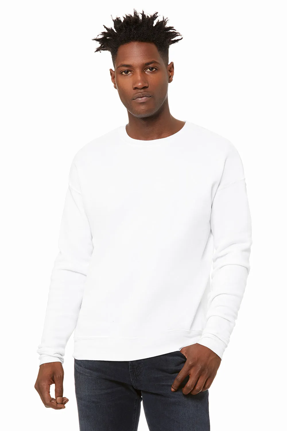 Bella   Canvas Mens Fleece Crewneck Sweatshirt - DTG White