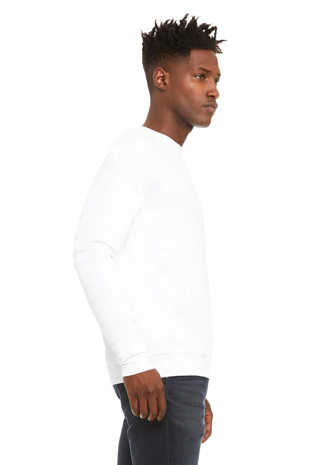 Bella   Canvas Mens Fleece Crewneck Sweatshirt - DTG White
