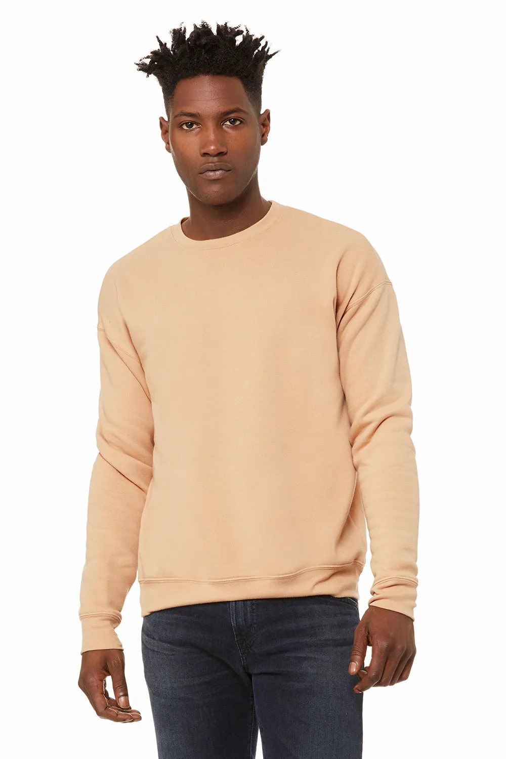 Bella   Canvas Mens Fleece Crewneck Sweatshirt - Heather Sand Dune