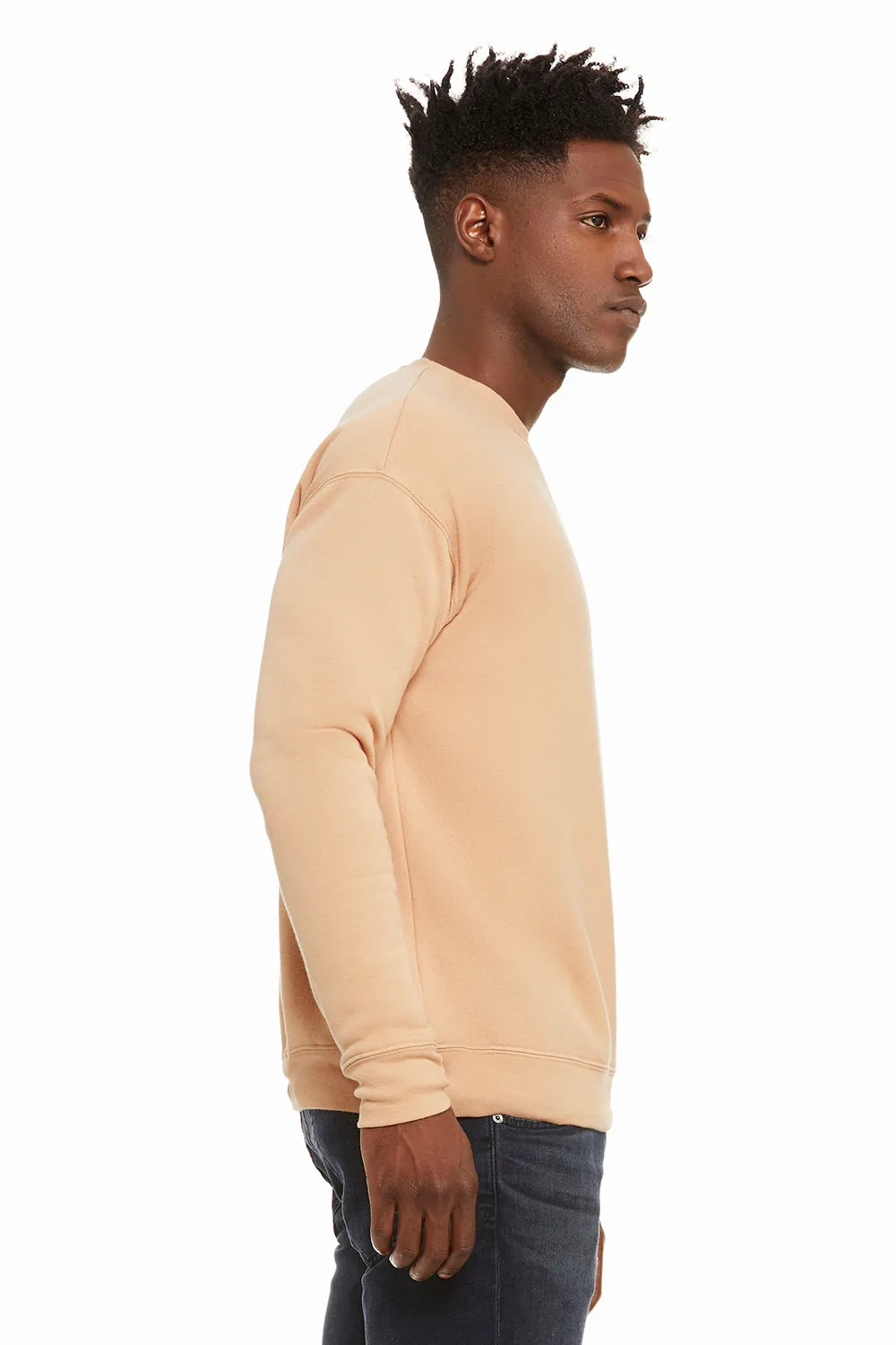 Bella   Canvas Mens Fleece Crewneck Sweatshirt - Heather Sand Dune
