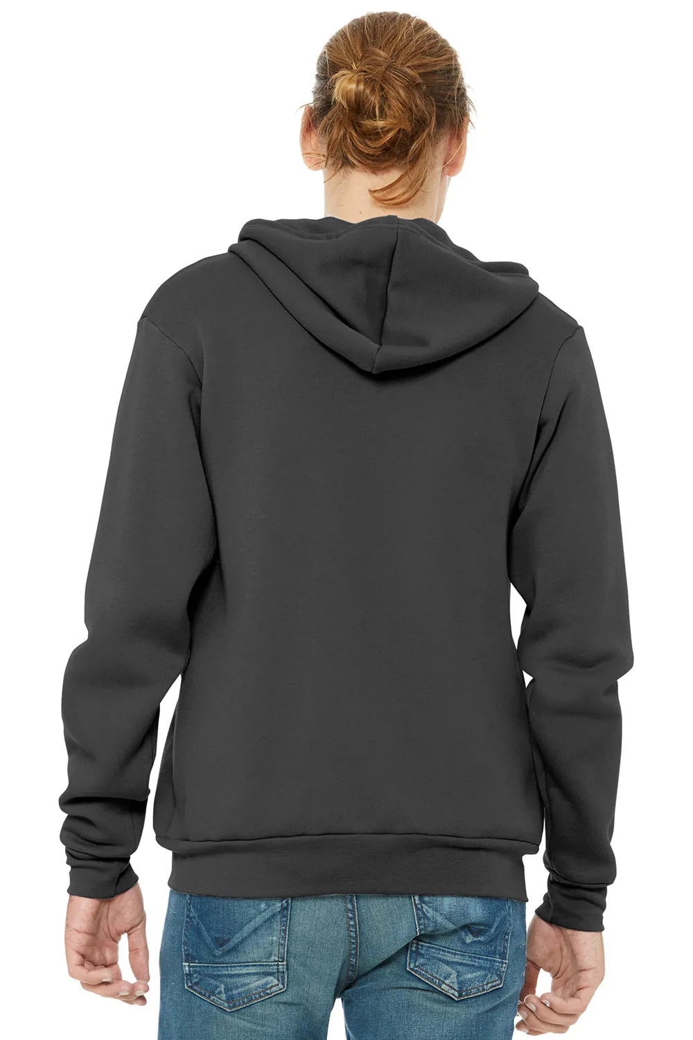 Bella   Canvas Mens Fleece Full Zip Hooded Sweatshirt Hoodie w/ Pockets - Asphalt Grey