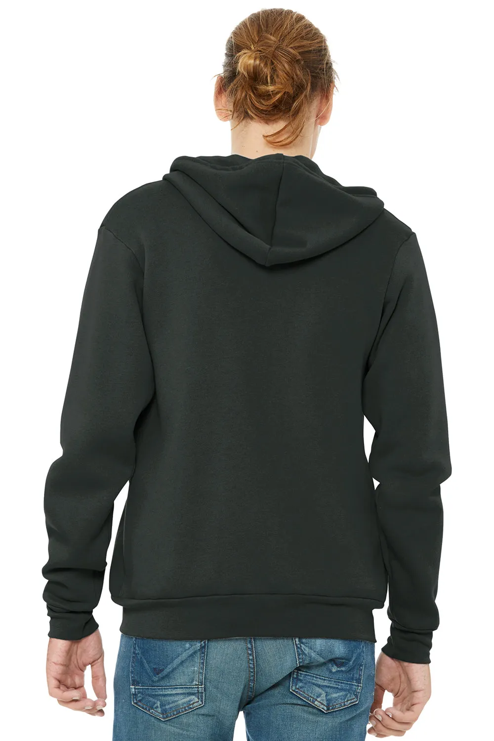 Bella   Canvas Mens Fleece Full Zip Hooded Sweatshirt Hoodie w/ Pockets - Dark Grey