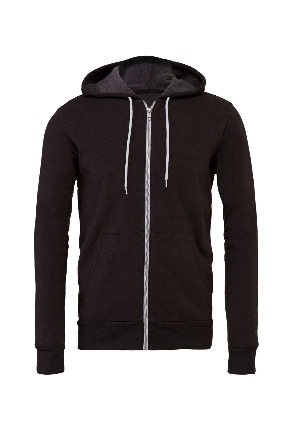 Bella   Canvas Mens Fleece Full Zip Hooded Sweatshirt Hoodie w/ Pockets - Heather Dark Grey