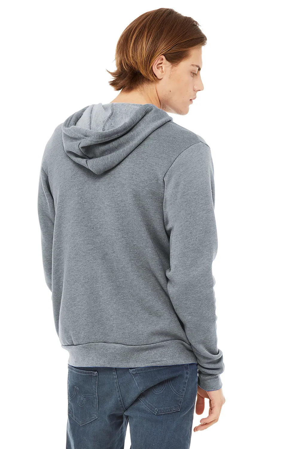 Bella   Canvas Mens Fleece Full Zip Hooded Sweatshirt Hoodie w/ Pockets - Heather Grey