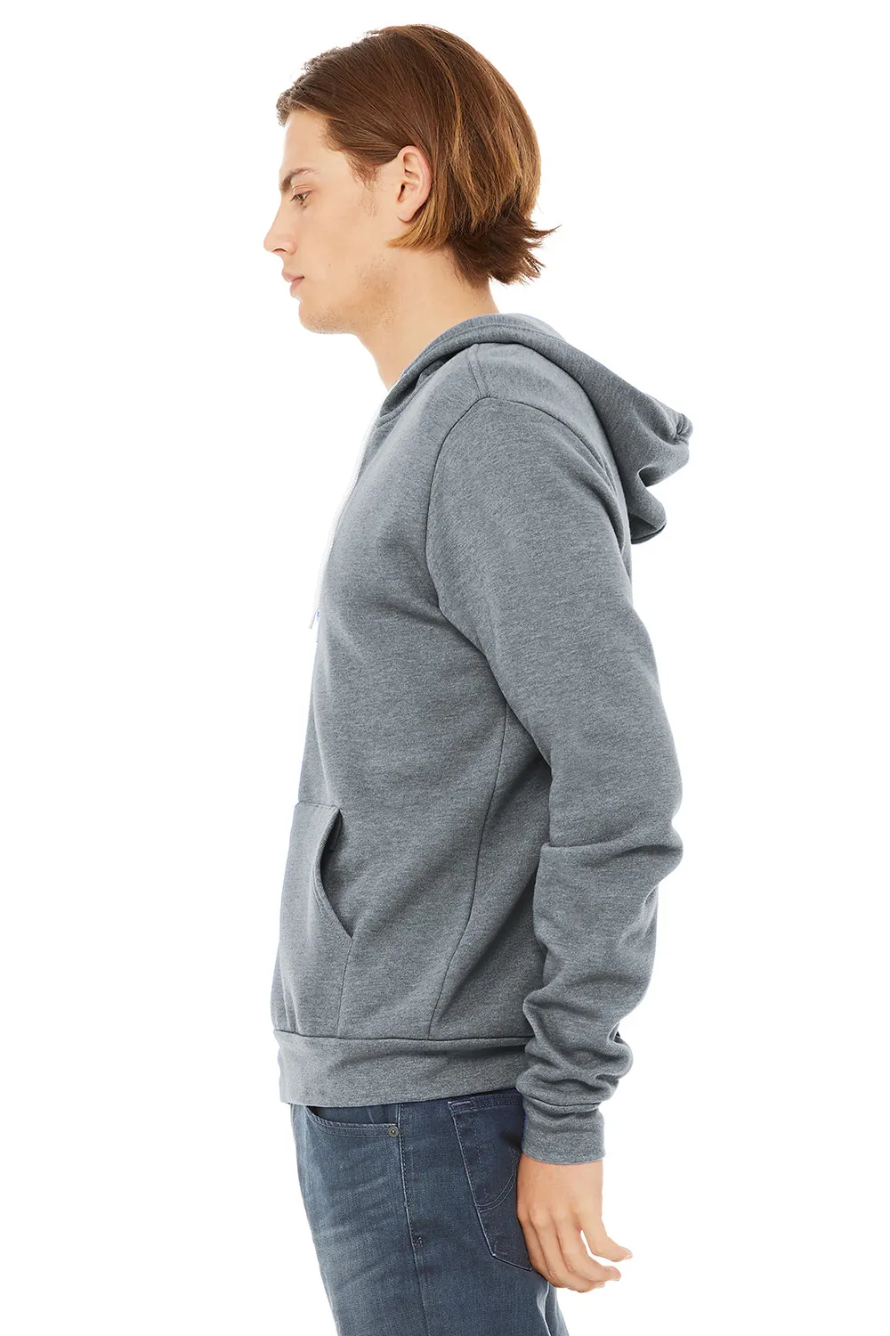 Bella   Canvas Mens Fleece Full Zip Hooded Sweatshirt Hoodie w/ Pockets - Heather Grey