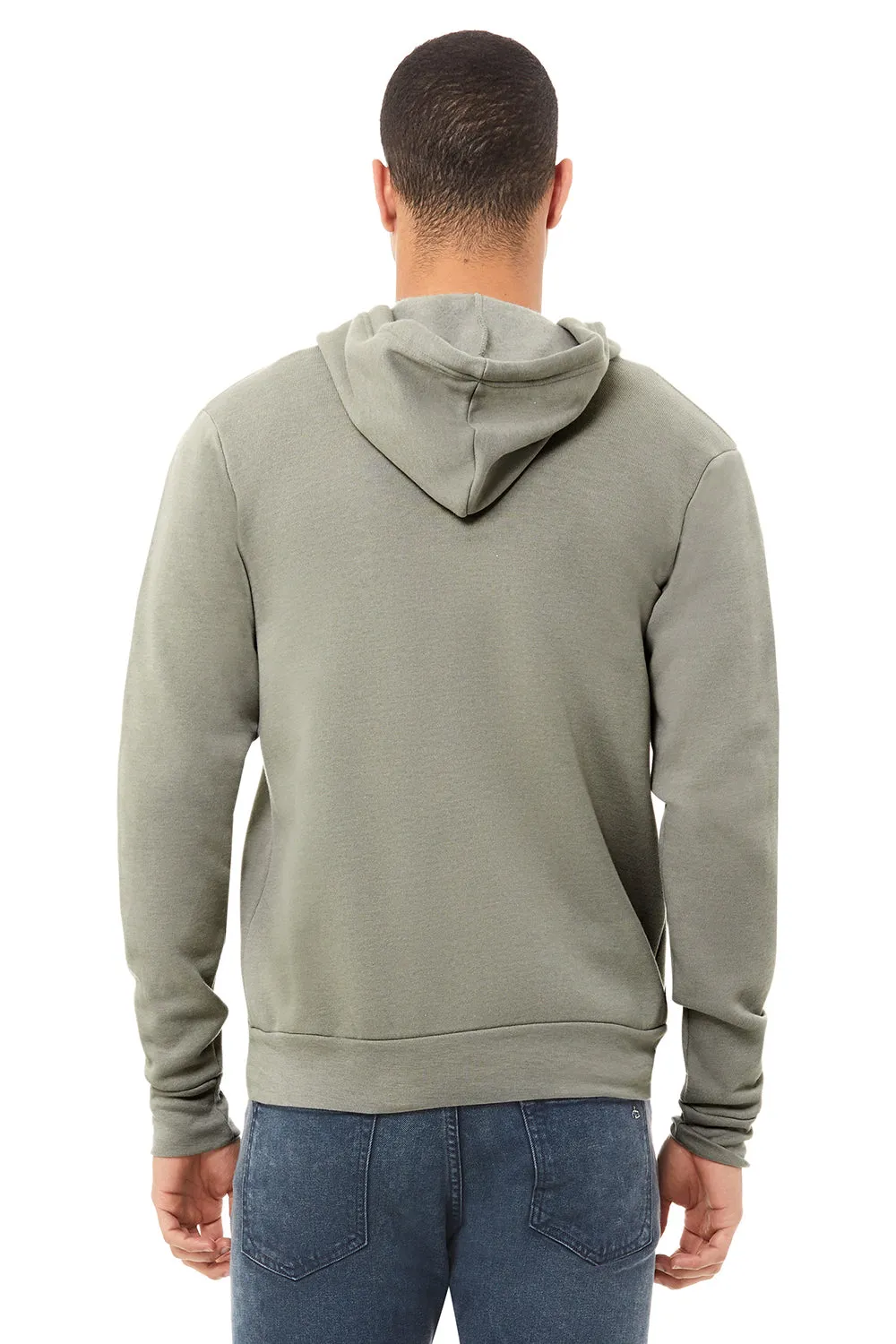 Bella   Canvas Mens Fleece Full Zip Hooded Sweatshirt Hoodie w/ Pockets - Heather Stone