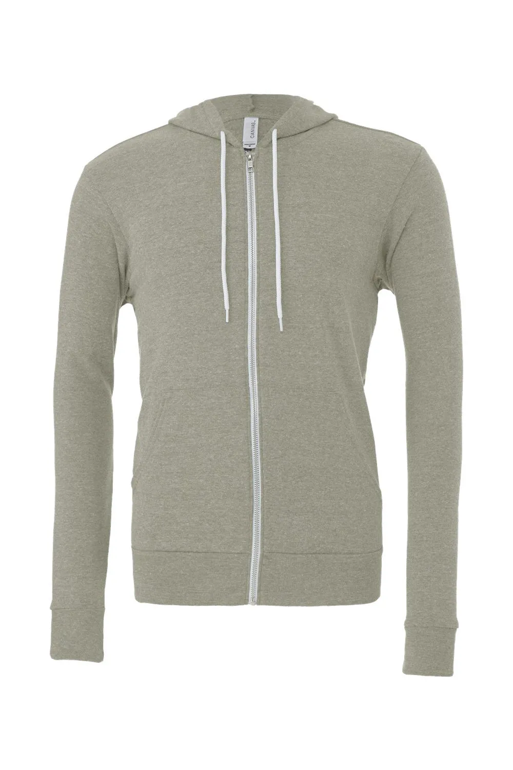 Bella   Canvas Mens Fleece Full Zip Hooded Sweatshirt Hoodie w/ Pockets - Heather Stone