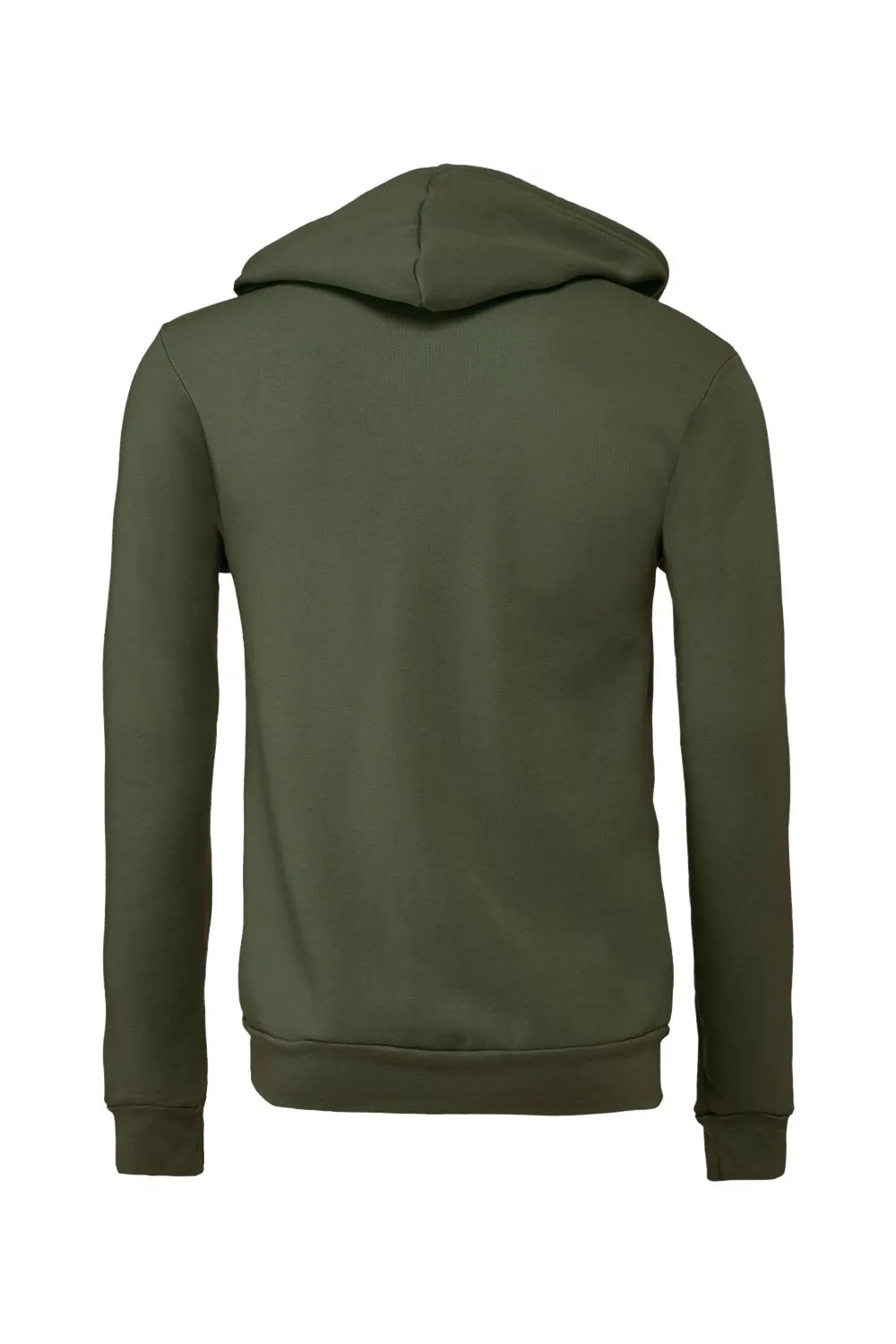 Bella   Canvas Mens Fleece Full Zip Hooded Sweatshirt Hoodie w/ Pockets - Military Green